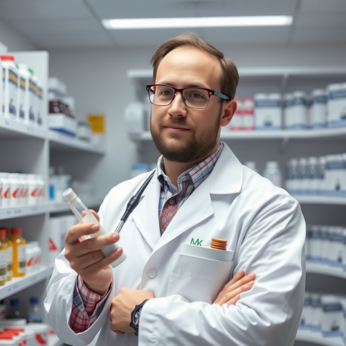 Elon Musk helping people as a pharmacist.