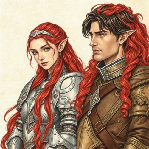 Elvish Lady and Human Male in Fantasy Armor