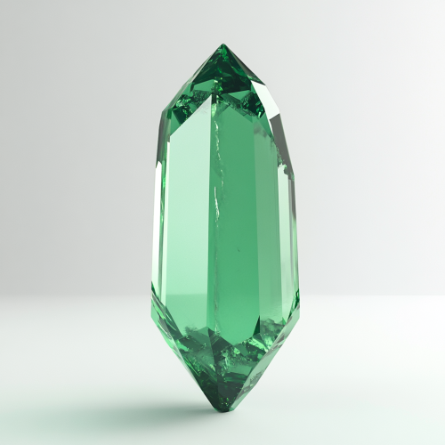 Emerald stone in clean white studio lighting. Solid, clear.
