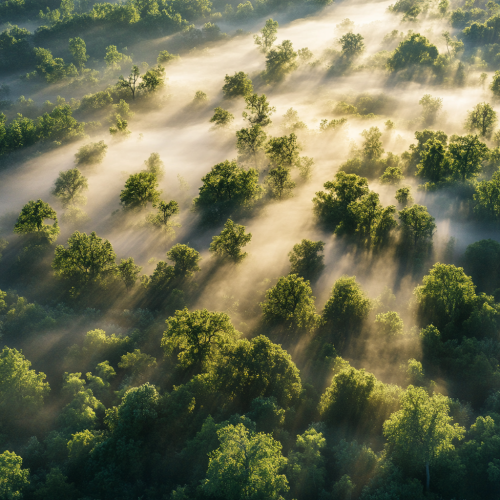 Forest mist in stunning aerial photograph