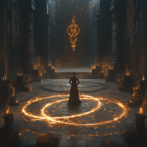 Enchanting ritual scene in ancient chamber, mystical symbols, incantations. Enchanting ritual scene in ancient chamber, mystical symbols, incantations.