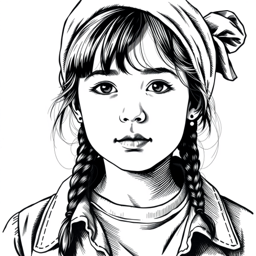 Engraved Minimalist Girl Portrait by Larry Turner