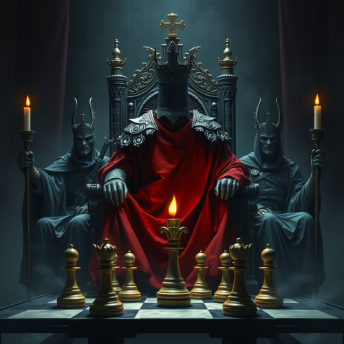 Evil King on Throne with Four Secretaries, Chess