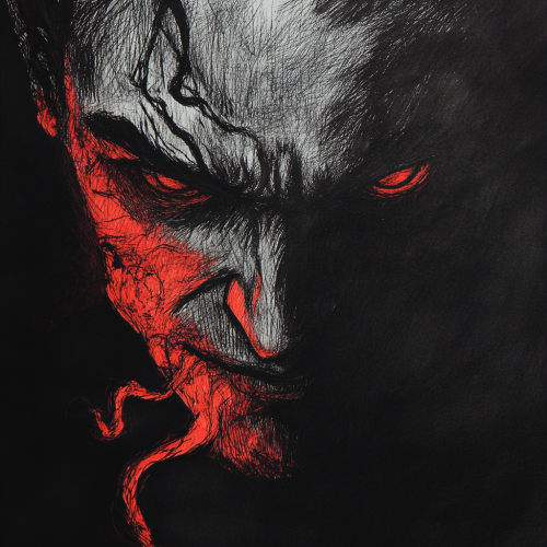 Evil Male Morphing into Demon in Fine Art