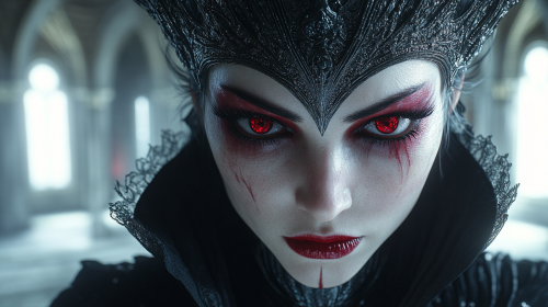 Evil gothic alien lady with large crown portrait. Evil gothic alien lady with large crown portrait.