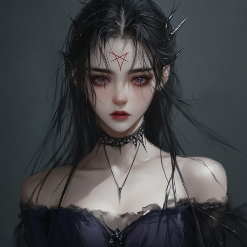 Evil young woman with empty white eyes