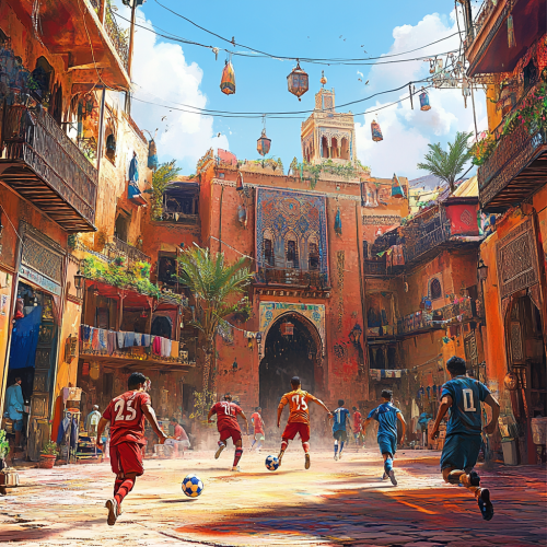 Exciting Moroccan Street Football Game Poster