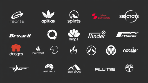Expensive logos of sports, fashion, tech on grey