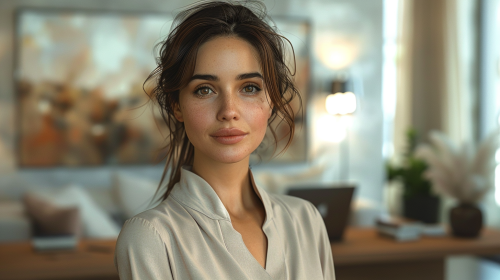 Experienced Female Consultant in Modern Professional Office