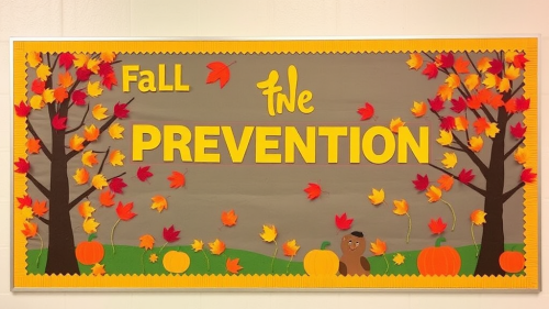 Fall Prevention Bulletin Board: Colorful Autumn Theme