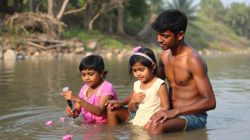 Family boating in river with Eknath Shinde.