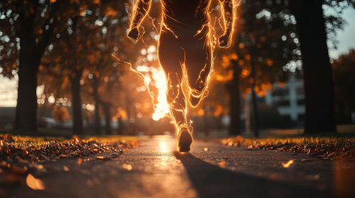 Fast flash character at university with speed trail.