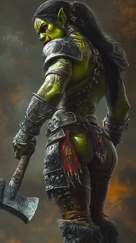 Fierce Female Orc Warrior Fantasy Art 