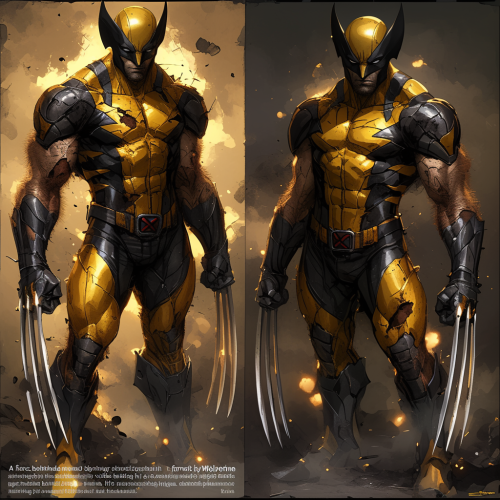 Fierce Wolverine superhero in classic suit, claws extended boldly.