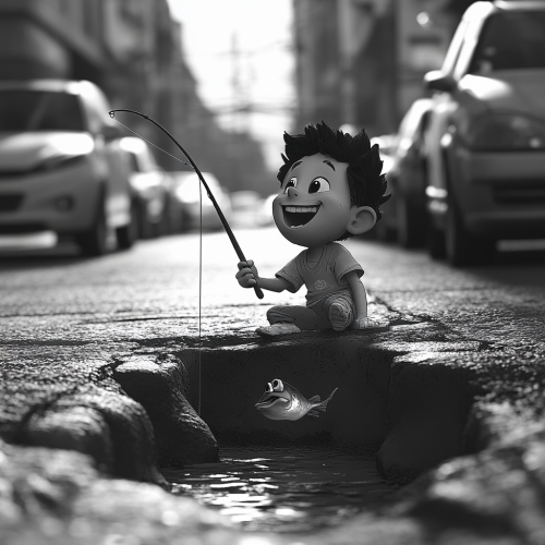 Fishing Adventure in Pothole: Sampei's Playful Day