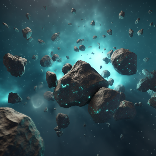 Floating asteroids in dark cosmic space