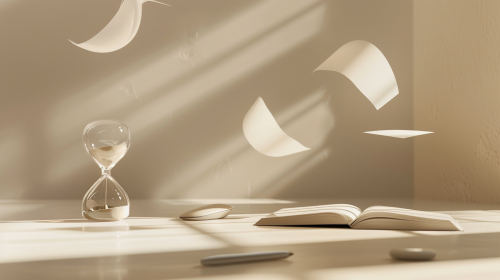 Soft background: Hourglass, mouse, pen