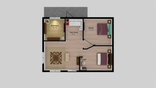 Floor Plan for a 2-Bedroom 65sqm House