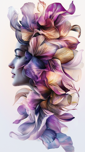 Floral Hair Woman: Ethereal Beauty in Sunset Tones