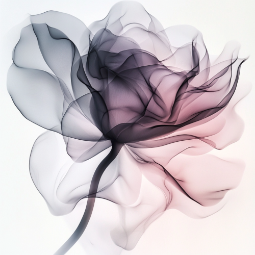 Flowing rose in smoky style on white background.