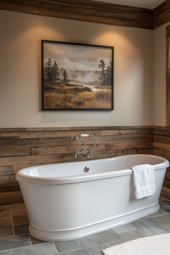Foggy moors and dark forests themed bathroom design.