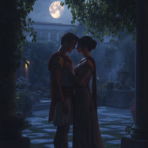 Forbidden Secret Garden Embrace at Roman Palace Night Forbidden Secret Garden Embrace at Roman Palace Night