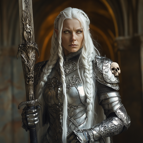 Furious Elf Warrior with Skull Armor