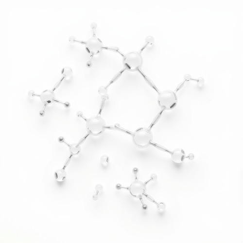 Futuristic Glass Lactic Acid Molecules on White