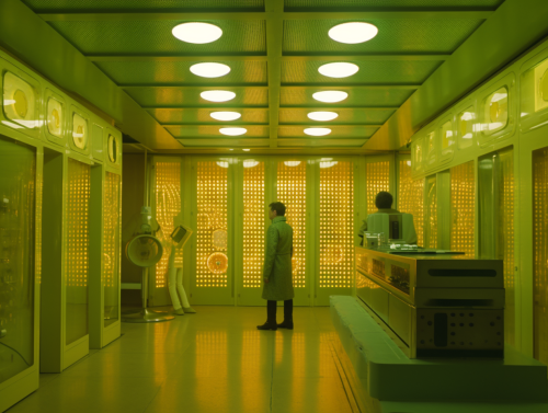 Futuristic Superhero Lair Covered in Acid Brat Yellowy Green Jewels