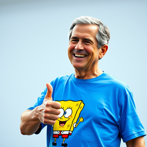 George W. Bush Smiling in Spongebob T-Shirt