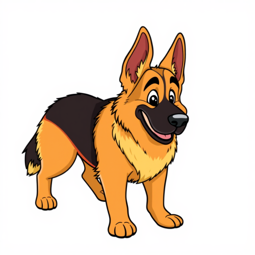 German Shepherd in Disney Style Clip Art