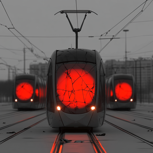Glass Trains Surround Red One, Innovative Transportation Design
