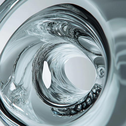 Glass sculpture with argon tube colors reflected beautifully