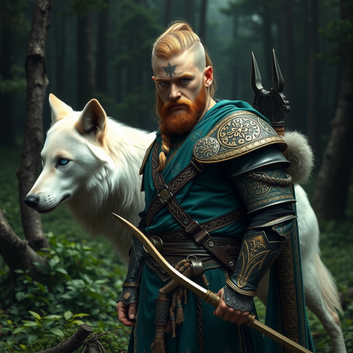 Glowing Viking Half Elf Ranger in Forest