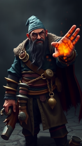 Gnome Wizard Casting Magic in Dramatic Lighting