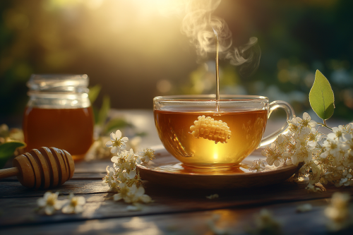 Golden Linden Tea in Glass Teacup