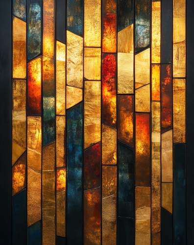 Golden strips creating intricate pattern, symbolizing nature's diversity