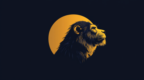 Golden wild animal on black and blue gradient background.