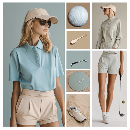 Golf clothing brand mood board using light colors.