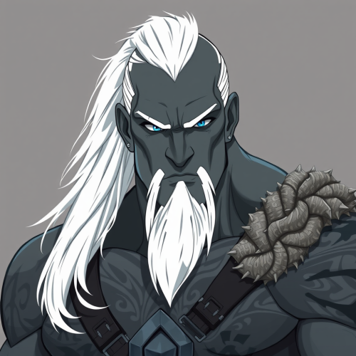 Goliath Anime Warrior with Blue Tattoos, Nordic Armor