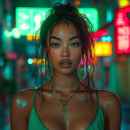 Gorgeous Black-Korean woman in edgy Jade fashion