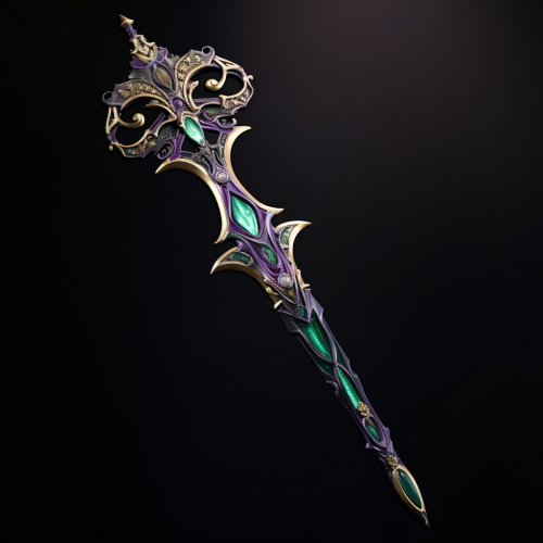Beautiful green and purple ornate halberd Beautiful green and purple ornate halberd