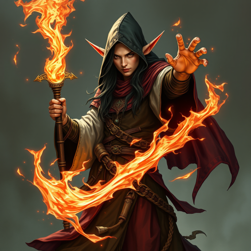 Half Elf Warlock Harnessing Power from Occult Gods