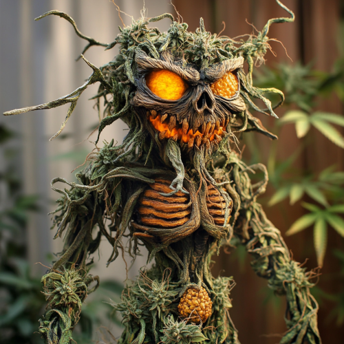 Halloween Monster: Scary Marijuana Nugget with Orange Colors
