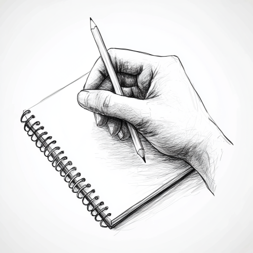 Hand Writing in Notebook with Pencil Illustration