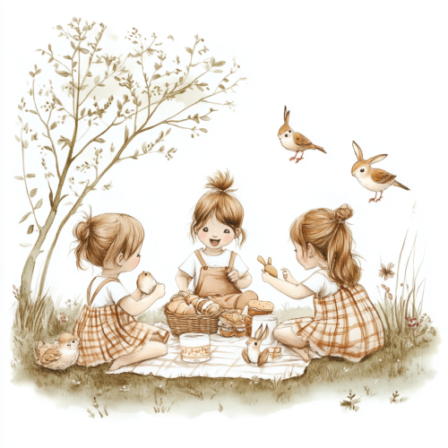 Hand-drawn picnic with pencil and watercolors by Sarah Kay