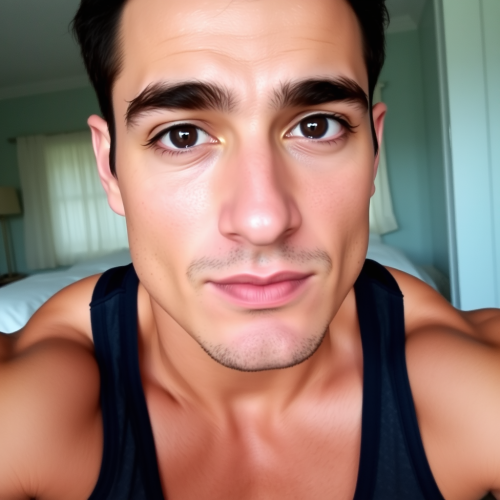 Handsome Man with Wheat Skin and Six-Pack Abs