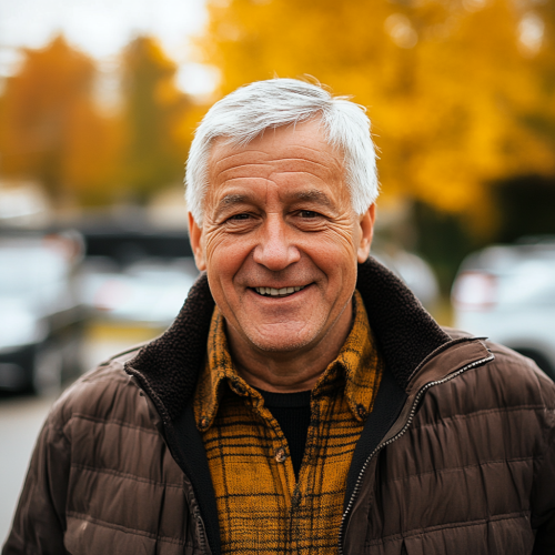 Happy Canadian Man Celebrates Senior Life Insurance Choice