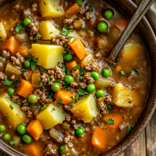 Hearty Shepherd's Pie Soup with Ground Beef