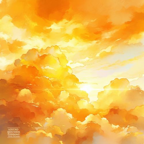 Heavenly Watercolor Sunset Scene With Golden Kingdom Heavenly Watercolor Sunset Scene With Golden Kingdom